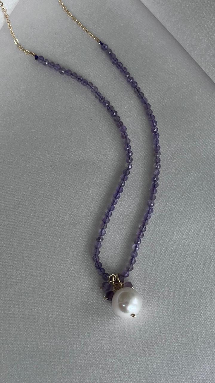 COLLAR AMATISTAS MINI Y PERLA
