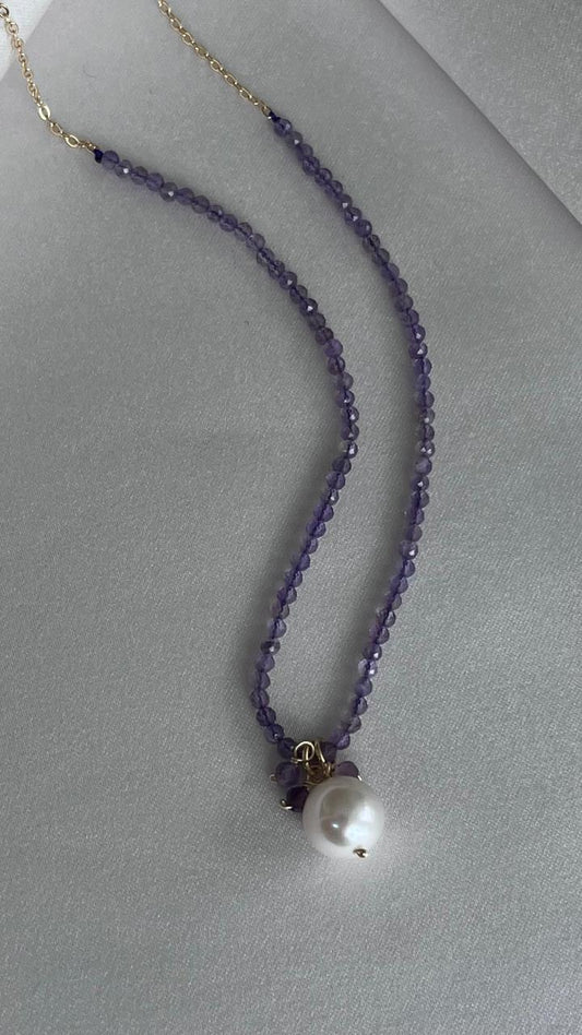 COLLAR AMATISTAS MINI Y PERLA