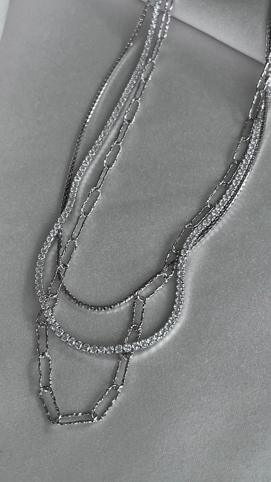 COLLAR TRES LAYERS PLATA