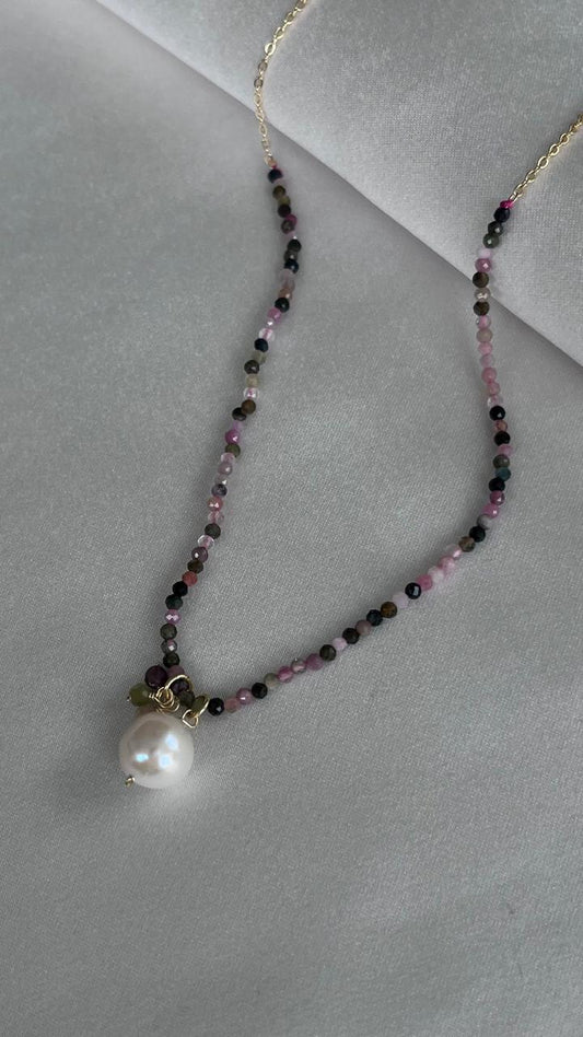 COLLAR TURMALINAS MINI Y PERLA