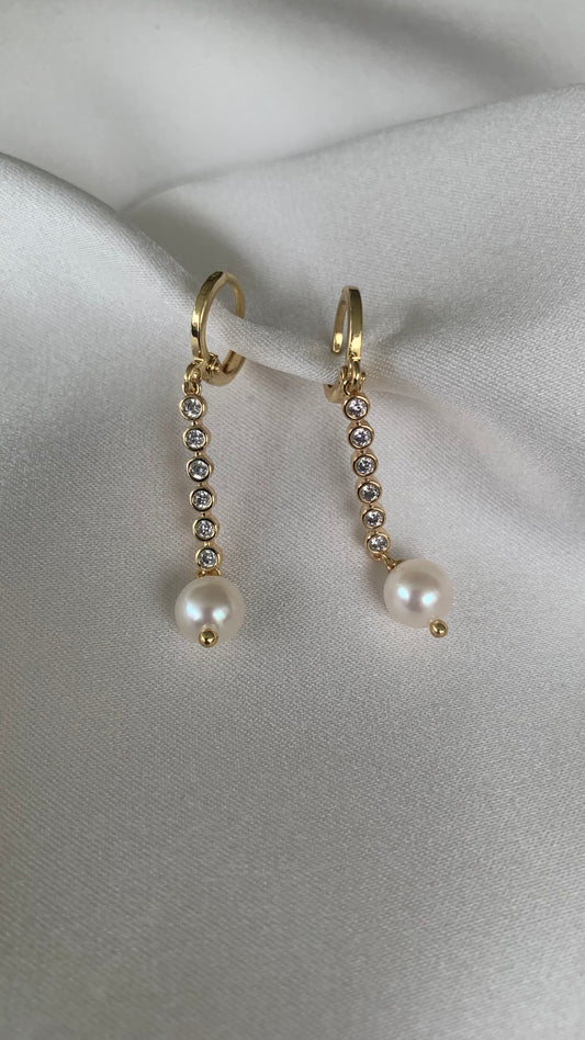 ARETES BARRA CIRCONIAS PERLA