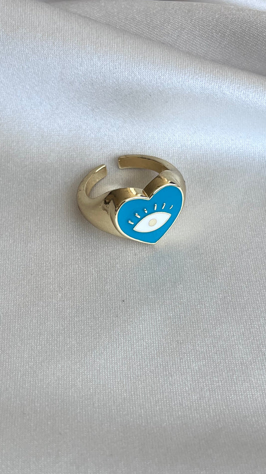 ANILLO OJO CORAZÓN TURQUESA