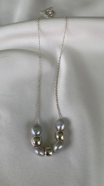 COLLAR PERLAS PLATEADAS