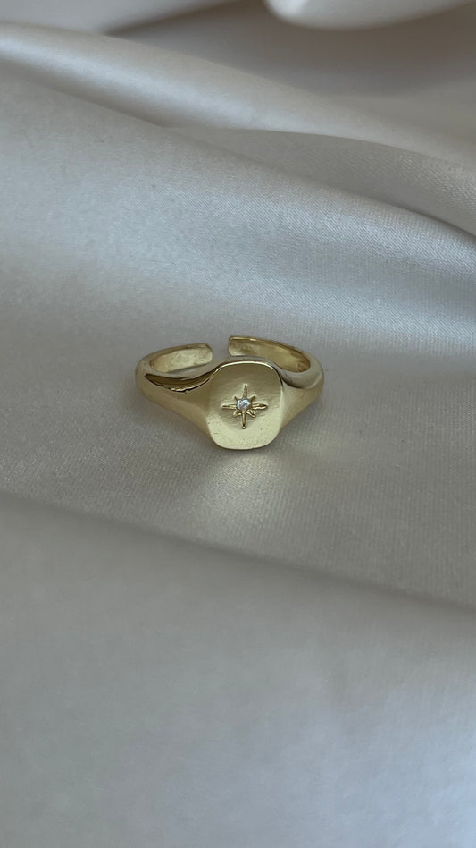ANILLO ESTRELLA SELLO CUADRADO