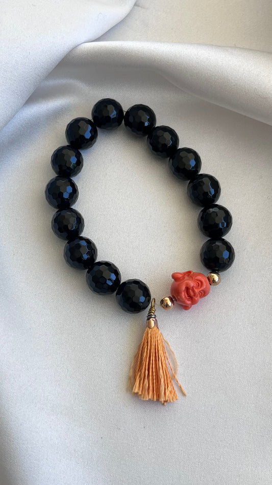 PULSERA ONIX Y JADE ROJO BUDA